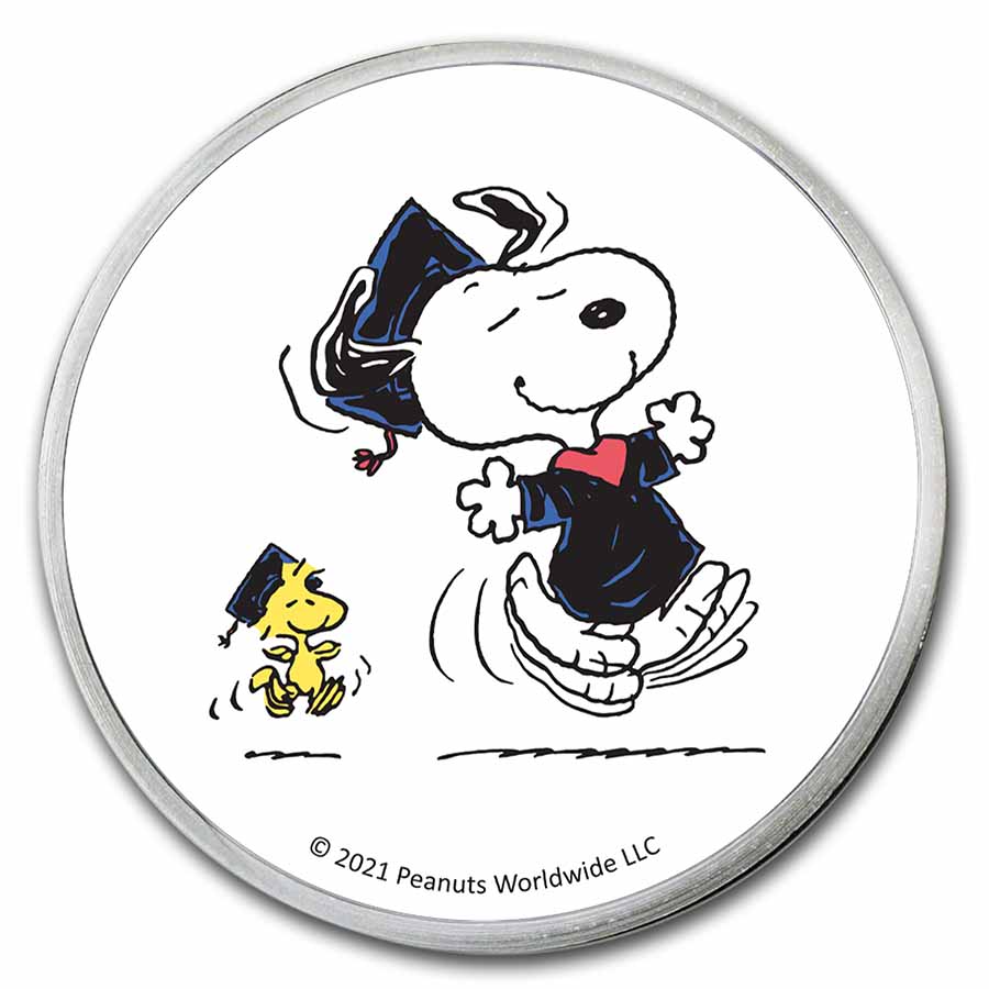 Peanuts® Snoopy & Woodstock Graduation 1 oz Colorized Silver eBay